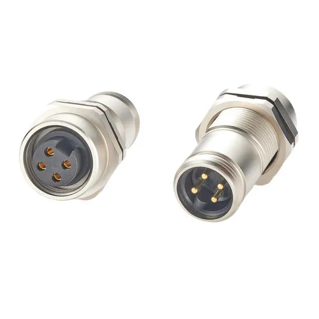 Alt view image 6 of 7 - Minifast 7/8" 4 Pin Bulkhead Feedthrough Connector IP67 Shielded Mini-Change Male to Female Wall PassThru Chassis Panel Mount Socket Industrial Circular Connector for Automation DeviceNet (2PCS)