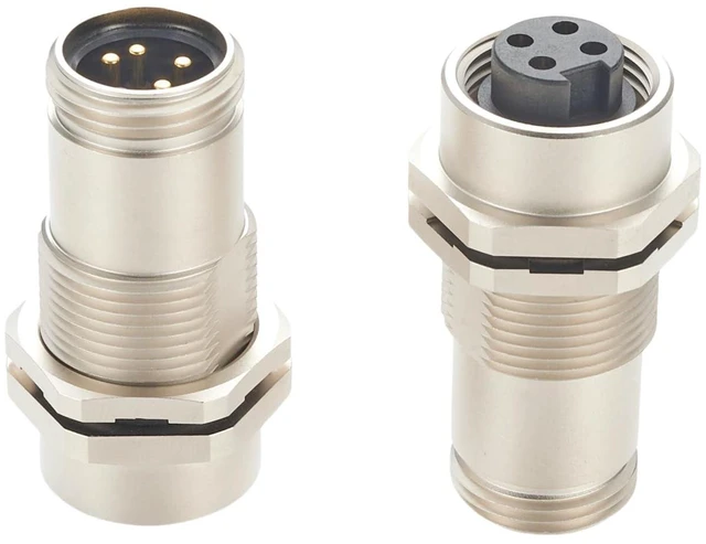 Alt view image 5 of 7 - Minifast 7/8" 4 Pin Bulkhead Feedthrough Connector IP67 Shielded Mini-Change Male to Female Wall PassThru Chassis Panel Mount Socket Industrial Circular Connector for Automation DeviceNet (2PCS)