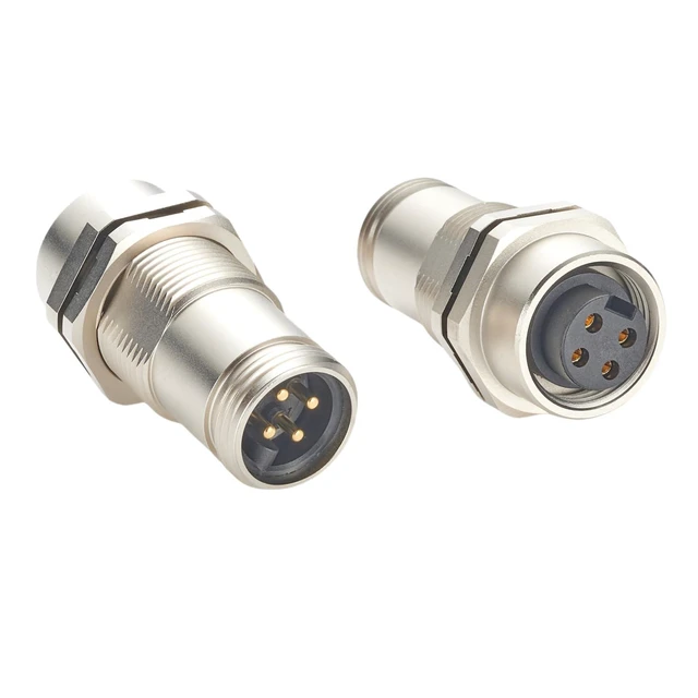 Alt view image 6 of 7 - Minifast 7/8" 4 Pin Bulkhead Feedthrough Connector IP67 Shielded Mini-Change Male to Female Wall PassThru Chassis Panel Mount Socket Industrial Circular Connector for Automation DeviceNet (1PCS)
