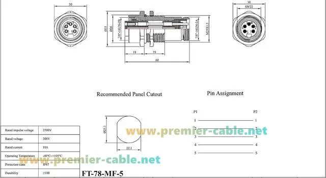 Alt view image 5 of 7 - Mini-Change 7/8" 5 Pin Male to Female Bulkhead Feed-Thru Connector IP67 Shielded Minifast Wall Pass Through Panel Mount Receptacle Socket Circular Connector for DeviceNet NMEA 2000 Profibus (2PCS)