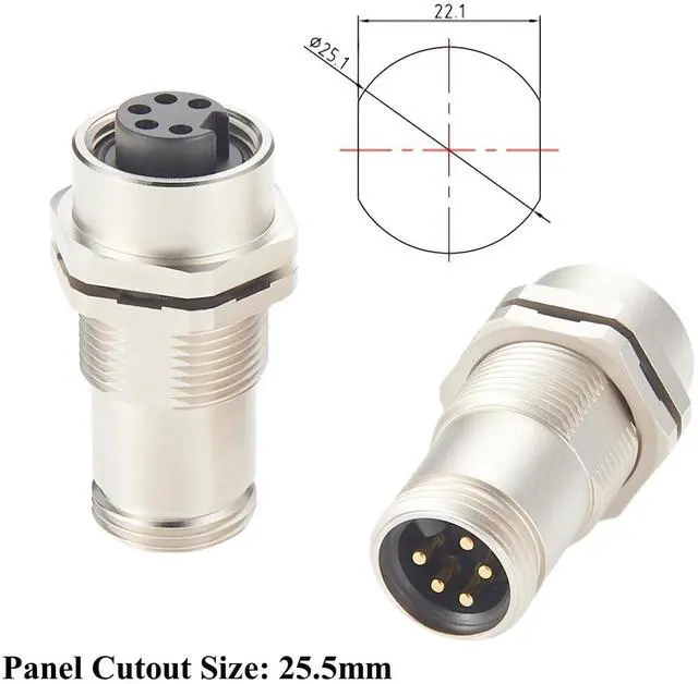 Alt view image 2 of 7 - Mini-Change 7/8" 5 Pin Male to Female Bulkhead Feed-Thru Connector IP67 Shielded Minifast Wall Pass Through Panel Mount Receptacle Socket Circular Connector for DeviceNet NMEA 2000 Profibus (2PCS)