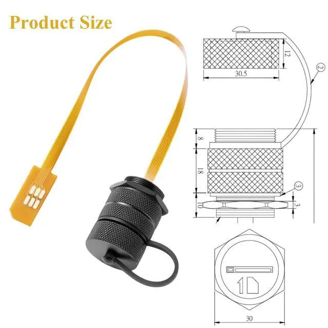 Alt view image 5 of 7 - IP67 Waterproof Mini SIM Card Extension Cable 2FF Panel Mount Male to Female Flex Extender FPC Cable Outdoor Mini SIM Card Holder Adapter for Vehicle GPS Terminals, IoT M2M Devices(0.2M)