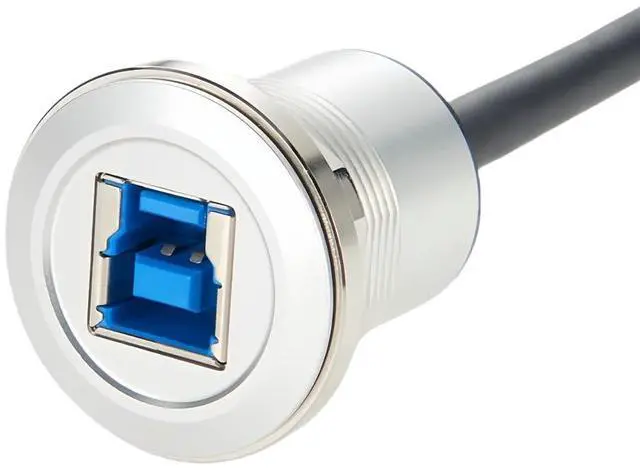 Alt view image 4 of 7 - Single Port USB Type B 3.0 Flush Mount Printer Cable Aluminium Superspeed USB B 3.0 Male to Female Round Dash Mount Extension Cord for Dashboard Sync Printing and Data Transferring(0.3M/1FT) (USB 3.0)