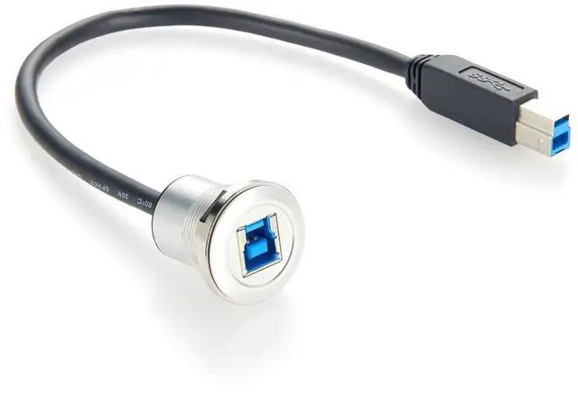 Alt view image 5 of 7 - Single Port USB Type B 3.0 Flush Mount Printer Cable Aluminium Superspeed USB B 3.0 Male to Female Round Dash Mount Extension Cord for Dashboard Sync Printing and Data Transferring(0.3M/1FT) (USB 3.0)
