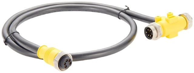Alt view image 2 of 3 - 5 Poles 3 Way 7/8"-16UNF Mini-Change Tee Connector Cable IP67 7/8" Male to Female Y Splitter Backbone Trunk T Distributor for DeviceNet CANopen CANbus NMEA 2000(1M/3.28FT)