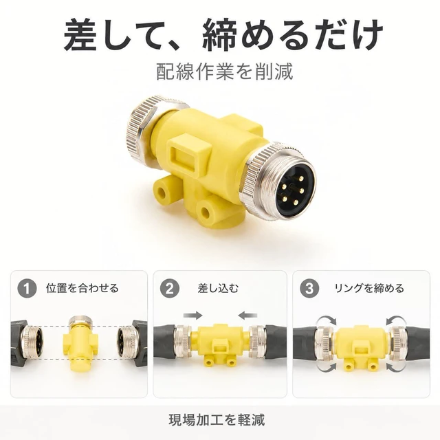Alt view image 4 of 7 - 5 Poles Mini-C 7/8"-16UNF Circular Connector Male to Male Inline Feedthrough Coupler IP67 DeviceNet 7/8" Mini-Change Inline Adapter for CANbus CANopen NMEA 2000