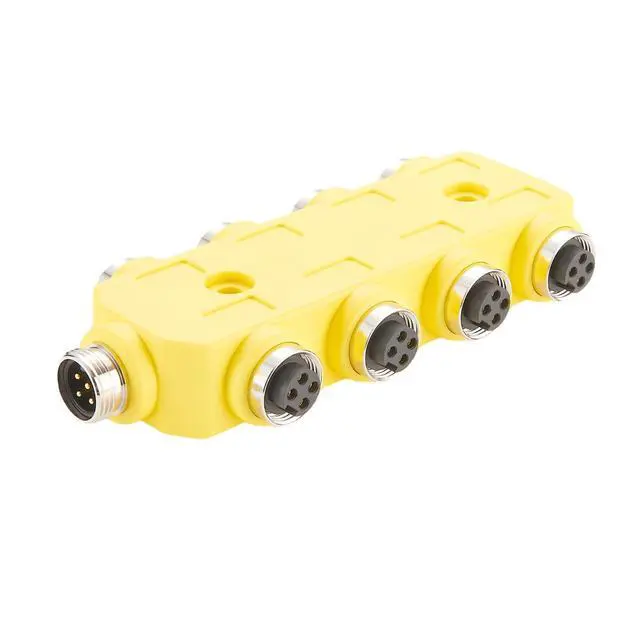 Alt view image 2 of 4 - 4 Pole 8 Port 7/8" Mini-Change A-Size MPIS Side Mount Parallel-Wired Distribution Box DeviceNet Aux Power Junction Box for CANopen NMEA2000 Profibus Sensor (4 Poles)