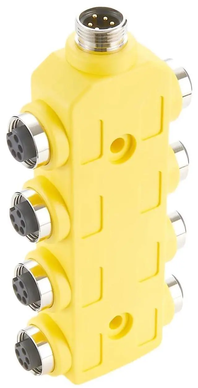 Alt view image 3 of 4 - 5 Pole 8 Port 7/8" Mini-Change A-Size MPIS Side Mount Parallel-Wired Distribution Box DeviceNet Aux Power Junction Box for CANopen NMEA2000 Profibus Sensor (5 Poles)