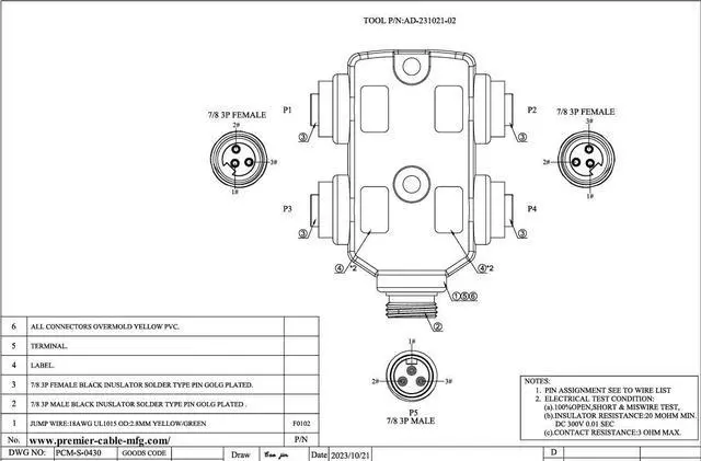 Alt view image 4 of 4 - 3 Pole 4 Ports 7/8"-16UNF Mini-Change Parallel Wired Distribution Box IP67 MPlS Auxiliary Power Junction Box Industrial Circular Connector Compatible ACAUX4000 for DeviceNet CANopen NMEA2000 (3 Poles)