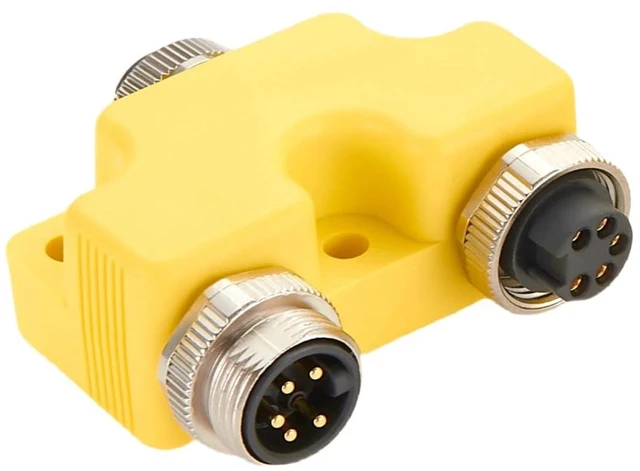 Alt view image 3 of 7 - 5 Poles 7/8"-16UNF Mini-Change Y Splitter Circular Connector IP67 Straight 3 Way 7/8" Male to Female Y Distributor for DeviceNet CANopen NMEA2000 Profibus Fieldbus Sensor