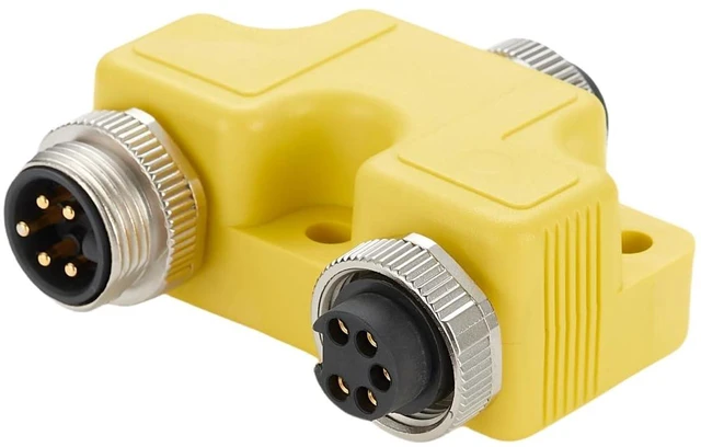 Alt view image 4 of 7 - 5 Poles 7/8"-16UNF Mini-Change Y Splitter Circular Connector IP67 Straight 3 Way 7/8" Male to Female Y Distributor for DeviceNet CANopen NMEA2000 Profibus Fieldbus Sensor