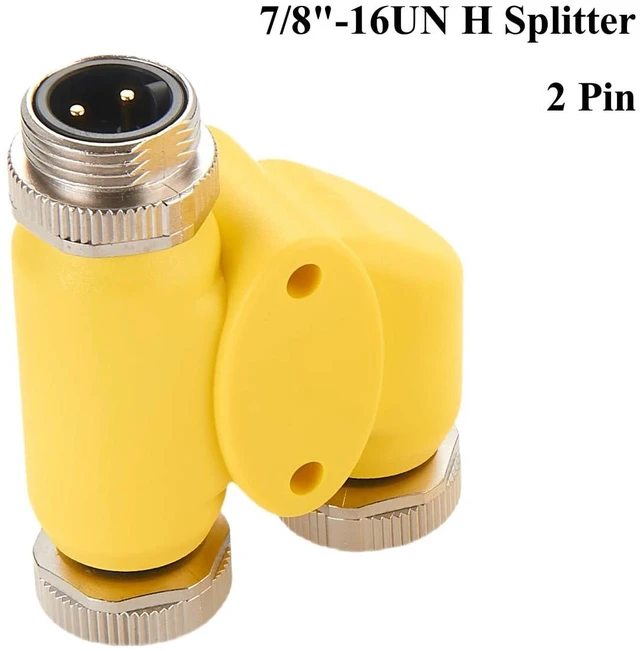Alt view image 2 of 7 - 2 Pin 3 Way Mini Change 7/8"-16UN Y H Splitter IP67 Waterproof 7/8" Male to Female Mini-Fast Circular Straight Connector Backbone Cable H Distributor for DeviceNet NMEA2000 CANopen Profibus (2Pin)