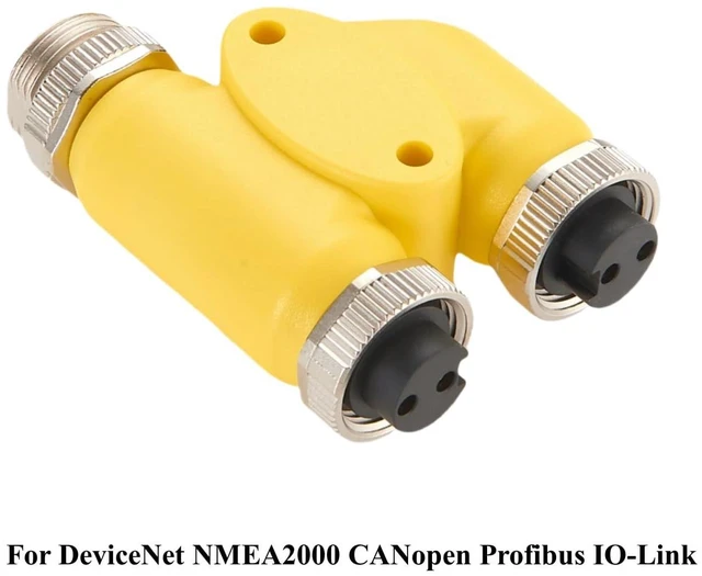 Alt view image 3 of 7 - 2 Pin 3 Way Mini Change 7/8"-16UN Y H Splitter IP67 Waterproof 7/8" Male to Female Mini-Fast Circular Straight Connector Backbone Cable H Distributor for DeviceNet NMEA2000 CANopen Profibus (2Pin)