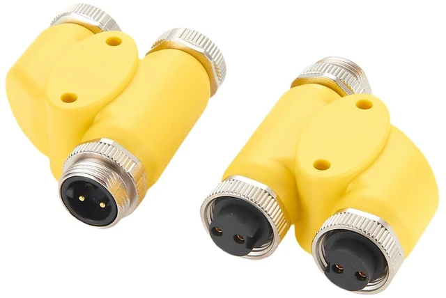 Alt view image 4 of 7 - 2 Pin 3 Way Mini Change 7/8"-16UN Y H Splitter IP67 Waterproof 7/8" Male to Female Mini-Fast Circular Straight Connector Backbone Cable H Distributor for DeviceNet NMEA2000 CANopen Profibus (2Pin)