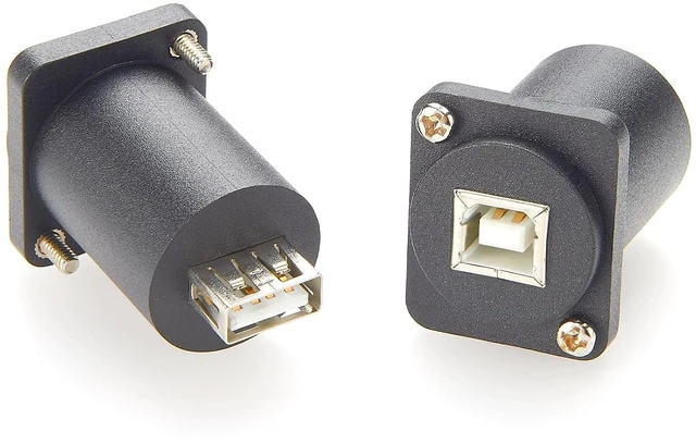 Main image of D Type USB B to A Panel Mount Feedthru Adapter Type B to USB 2.0 Female to Female Flange Chassis Coupler Pass Through Modular Connector(1PCS)