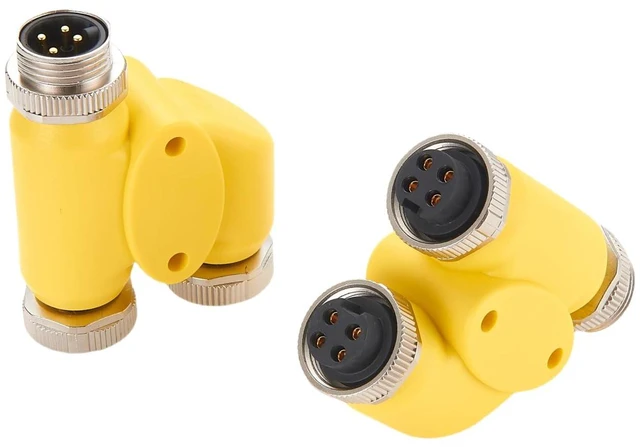 Alt view image 4 of 7 - 4 Pin 3 Way Mini Change 7/8"-16UN Y H Splitter IP67 Waterproof 7/8" Male to Female Mini-Fast Circular Straight Connector Backbone Cable H Distributor for DeviceNet NMEA2000 CANopen Profibus (4Pin)