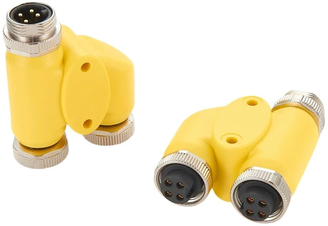 Alt view image 5 of 7 - 4 Pin 3 Way Mini Change 7/8"-16UN Y H Splitter IP67 Waterproof 7/8" Male to Female Mini-Fast Circular Straight Connector Backbone Cable H Distributor for DeviceNet NMEA2000 CANopen Profibus (4Pin)