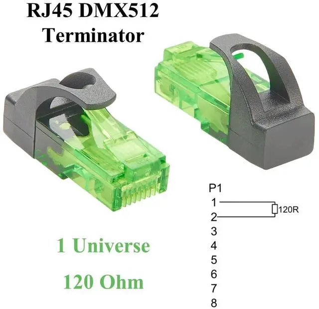 Alt view image 2 of 7 - RJ45 120 Ohm DMX512 Terminator 1 Universe RJ45-DMXTERM-120 RJ45 8P8C Plug Termination Resistor for DMX Signal Stability (5PCS)