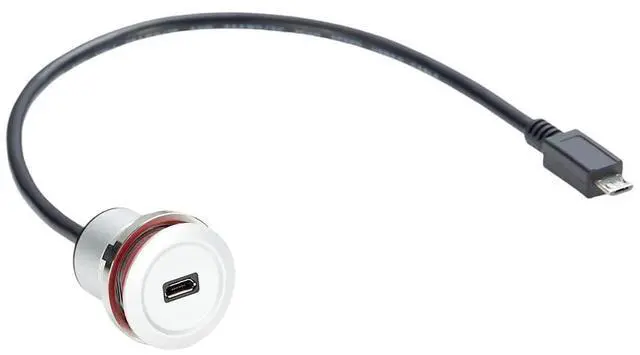 Main image of Micro USB 2.0 Threaded Fixed Mount Charging Short Cable Micro USB Male to Female Extension Cable Micro USB 5Pin Flush Round Dash Panel Mount Data Power Cable for Car Boat Motorcycle Truck(0.3M/1FT)