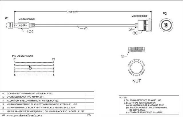 Alt view image 6 of 6 - Micro USB 2.0 Threaded Fixed Mount Charging Short Cable Micro USB Male to Female Extension Cable Micro USB 5Pin Flush Round Dash Panel Mount Data Power Cable for Car Boat Motorcycle Truck(0.3M/1FT)