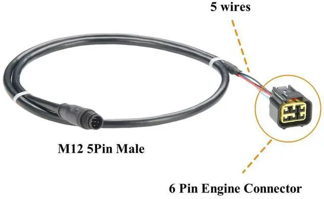 Alt view image 2 of 4 - NMEA 2000 N2k 6Pin Engine Interface Cable M12 5Pin to 6Pin Engine 06653-ZZ3-760HE for Lowrance Simrad B&G Navico & Garmin Networks(1M/3.28FT) (Cable)