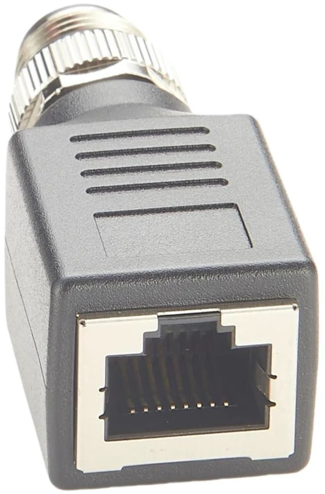 Alt view image 5 of 7 - M12 A Code 8Pin to RJ45 Cat6 Industrial Ethernet Shielded Adapter IP67 Bulkhead GigE Vision Connector for Industrial Camera (Black)
