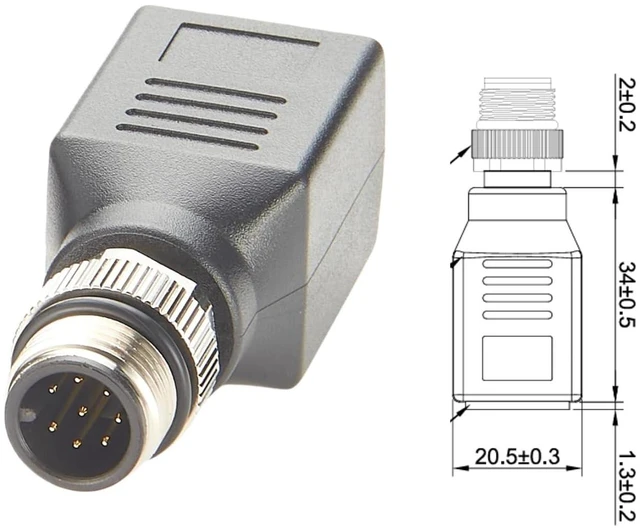 Alt view image 4 of 7 - M12 A Code 8Pin to RJ45 Cat6 Industrial Ethernet Shielded Adapter IP67 Bulkhead GigE Vision Connector for Industrial Camera (Black)