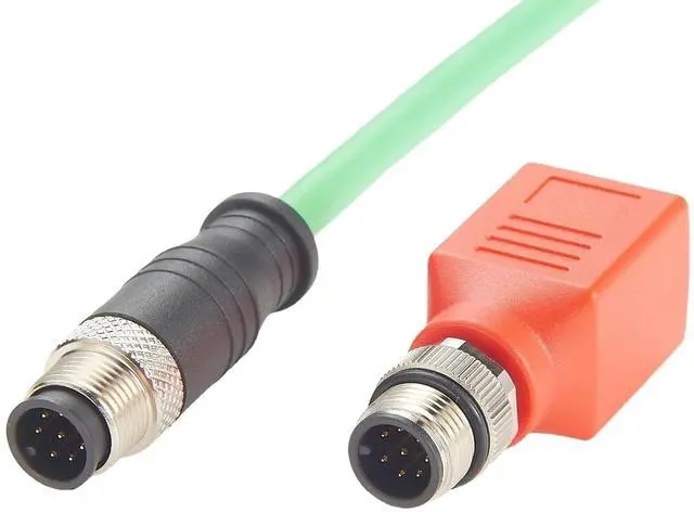 Main image of M12 A Code 8Pin to RJ45 Cat6 Industrial Ethernet Shielded Adapter IP67 Waterproof RJ45 to M12 Feedthrough Bulkhead GigE Vision Connector for Industrial Camera PoE Sensor (Red)