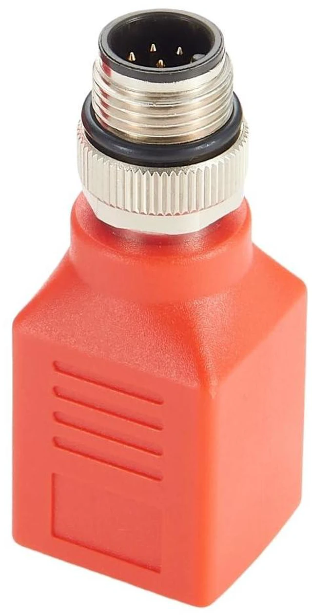 Alt view image 6 of 7 - M12 A Code 8Pin to RJ45 Cat6 Industrial Ethernet Shielded Adapter IP67 Waterproof RJ45 to M12 Feedthrough Bulkhead GigE Vision Connector for Industrial Camera PoE Sensor (Red)