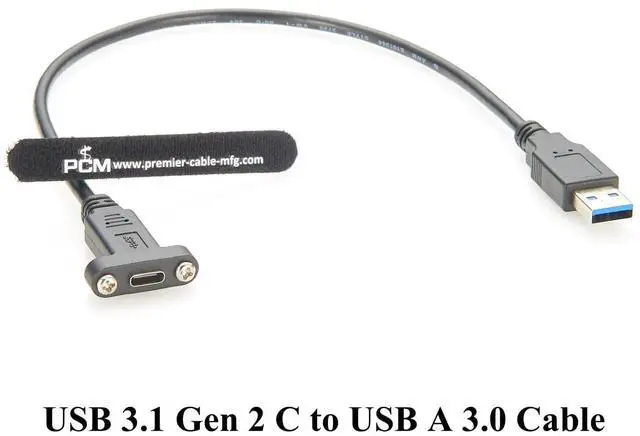 Alt view image 5 of 6 - Screw Panel Mount USB 3.1 C to USB A 3.0 Extension Cable 5Gbps USB 3.0 Male to USB 3.1 Gen 2 Type C Male Charging & Data Cable for SSD, Laptop, Printer, Industrial Automation, Embedded (1PCS, 0.3M)