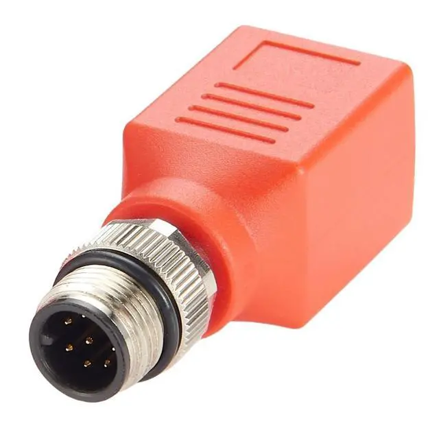 Alt view image 7 of 7 - M12 A Code 8Pin to RJ45 Cat6 Industrial Ethernet Shielded Adapter IP67 Waterproof RJ45 to M12 Feedthrough Bulkhead GigE Vision Connector for Industrial Camera PoE Sensor (Red)