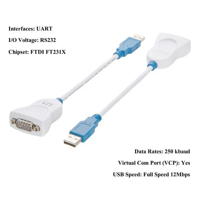 Alt view image 3 of 6 - CHIPI-X10 FTDI USB Cable USB A to DB9 RS232 Male Serial Converter with FT231X Chipset USB to Serial Adapter Support Windows, Linux, Android, Vista(10cm)
