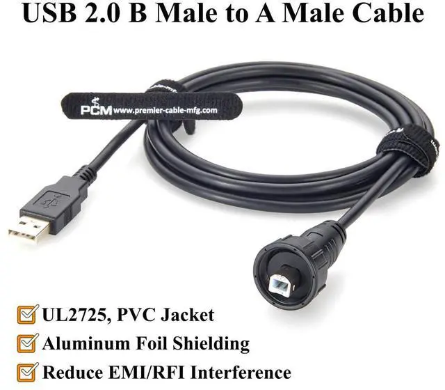 Alt view image 5 of 7 - Industrial USB 2.0 A to B Cable IP67 Waterproof Threaded Panel Mount Recessed USB Type-B to Type-A Cable Shielded 480Mbps Data Transfer for CNC, Printer, PLC, Industrial Automation, Camera (2M/6.6FT)