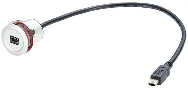 Main image of 0.3 Meter Mini USB Round Recessed Extension Cable Mini USB 5 Pin Flush Mount Male to Female Cable Metal 480Mbps 5V 2A Data Sync Power Charge Cable Panel Mount Extender Cable for Boat Dashboard Desktop