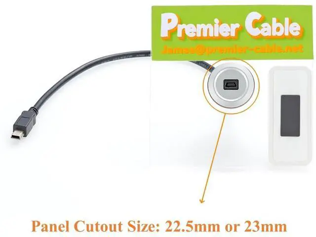 Alt view image 2 of 6 - 0.3 Meter Mini USB Round Recessed Extension Cable Mini USB 5 Pin Flush Mount Male to Female Cable Metal 480Mbps 5V 2A Data Sync Power Charge Cable Panel Mount Extender Cable for Boat Dashboard Desktop