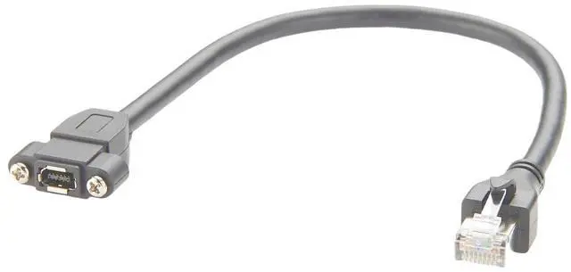 Main image of IX A Key to RJ45 Cat6A Ethernet Cable 10Gbps Shielded IX40G-A-10P-JC(7.0) IX Type A Female to RJ45 Plug Screw Panel Mount Cord for Industrial Camera Machine Vision Robotic(0.3M/0.98FT)