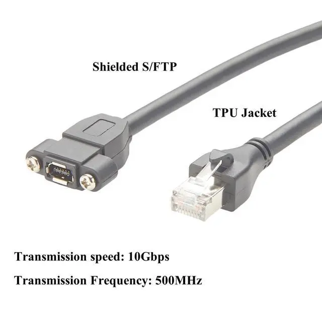 Alt view image 4 of 7 - IX A Key to RJ45 Cat6A Ethernet Cable 10Gbps Shielded IX40G-A-10P-JC(7.0) IX Type A Female to RJ45 Plug Screw Panel Mount Cord for Industrial Camera Machine Vision Robotic(0.3M/0.98FT)