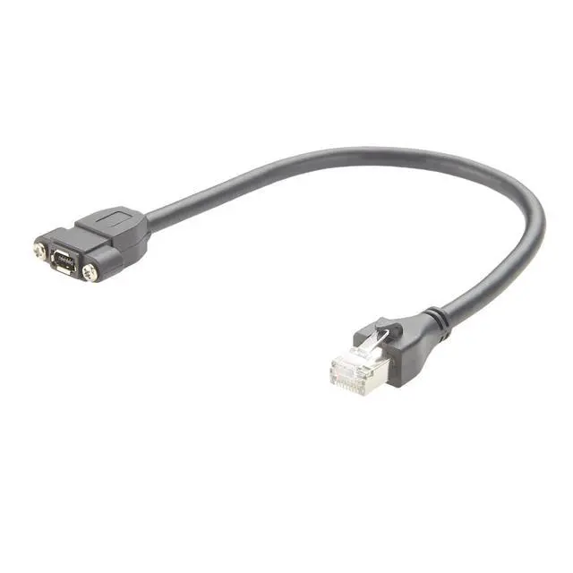Alt view image 7 of 7 - IX A Key to RJ45 Cat6A Ethernet Cable 10Gbps Shielded IX40G-A-10P-JC(7.0) IX Type A Female to RJ45 Plug Screw Panel Mount Cord for Industrial Camera Machine Vision Robotic(0.3M/0.98FT)