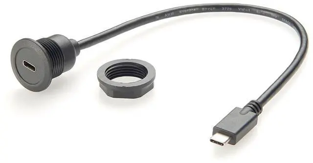 Main image of USB 3.1 Type C Male to Female Extension Cable Flush Panel Mount 10Gbps USB 3.1 Gen2 C Data Transfer & Charging Cable Video Audio Cord for Car, Boat, Dashboard, PC (0.3m)