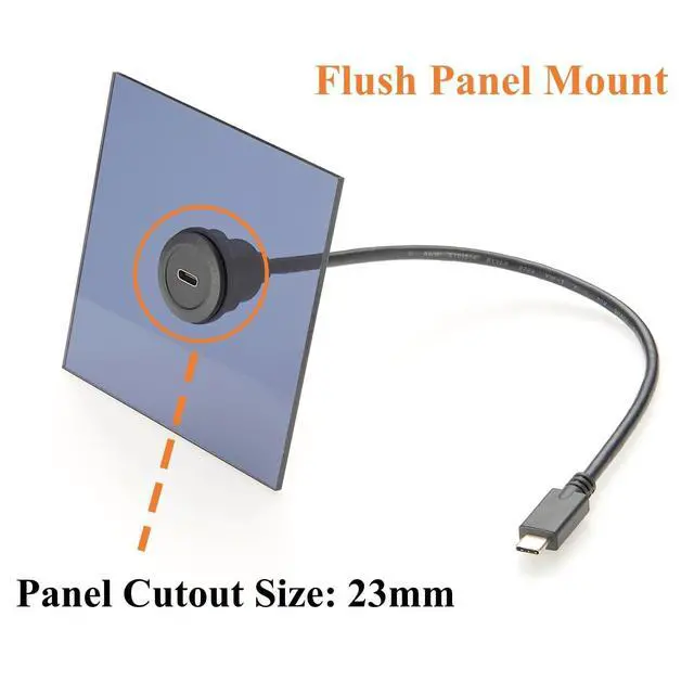 Alt view image 2 of 6 - USB 3.1 Type C Male to Female Extension Cable Flush Panel Mount 10Gbps USB 3.1 Gen2 C Data Transfer & Charging Cable Video Audio Cord for Car, Boat, Dashboard, PC (0.3m)