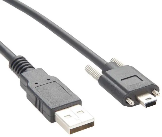 Main image of USB 2.0 A to Mini USB B Cable with M2 Screw Lock 480Mbps USB 2.0 Charging & Data Cable Mini USB 5Pin Cord for Industrial Camera/Machine Vision/External HDDS/Camera/Card Readers/MP3 (3M/10FT)