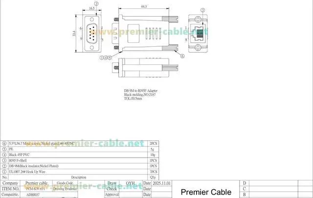 Alt view image 7 of 7 - RJ45 to DB9 Male Crossover Serial Adapter Compatible with ADB0037 RS232 Console Converter for Servers, Routers (DB9 Male)