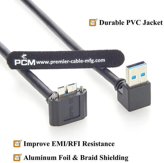 Alt view image 5 of 7 - Right Angle USB 3.0 A Male to Micro USB 3.0 Male Cable with Screw Lock 5Gbps Data Cable for Industrial Camera, Machine Vision (0.5M/1.64FT)