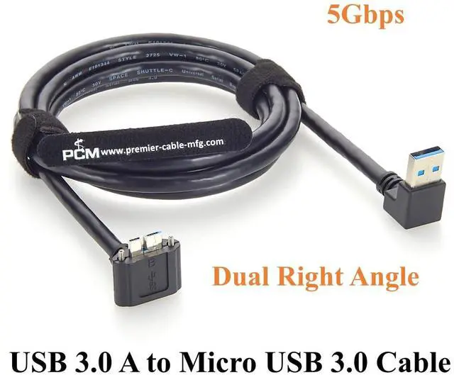 Alt view image 6 of 7 - Right Angle USB 3.0 A Male to Micro USB 3.0 Male Cable with Screw Lock 5Gbps Data Cable for Industrial Camera, Machine Vision (0.5M/1.64FT)