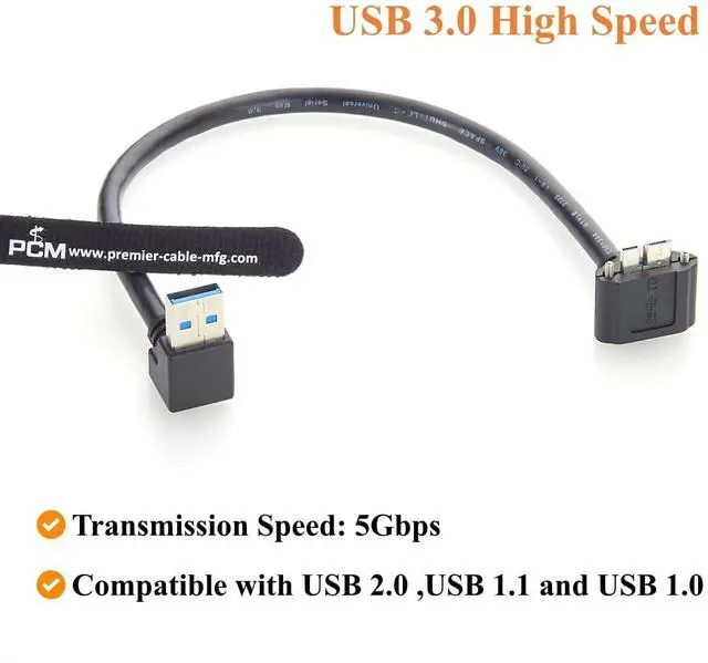 Alt view image 4 of 7 - Right Angle USB 3.0 A Male to Micro USB 3.0 Male Cable with Screw Lock 5Gbps Data Cable for Industrial Camera, Machine Vision (0.5M/1.64FT)