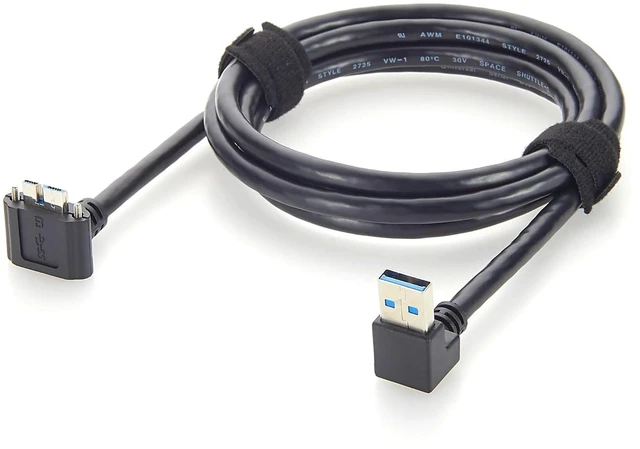 Main image of Right Angle USB 3.0 A Male to Micro USB 3.0 Male Cable with Screw Lock 5Gbps Data Cable for Industrial Camera, Machine Vision (1.5M/4.92FT)