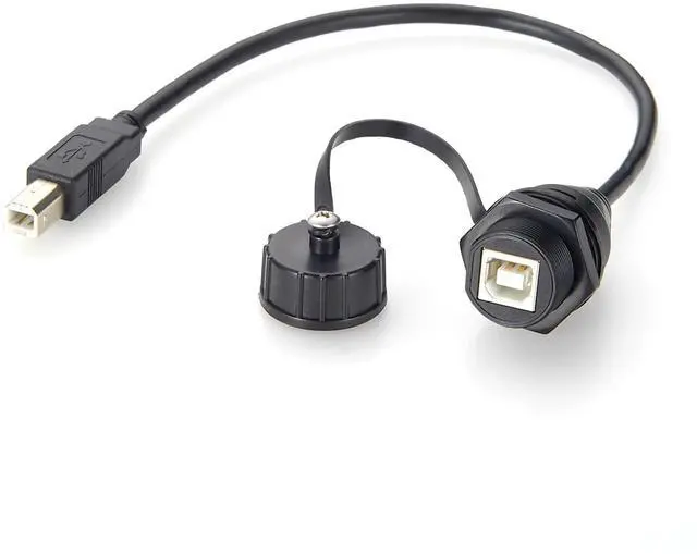 Main image of IP67 Waterproof USB 2.0 Type-B Male to Female Panel Mount Cable 480Mbps USB B Bulkhead Feedthrough Extension Cable for PLC, Printer, CNC Machine, Control Cabinet, Test Equipment(0.3m/0.98FT)