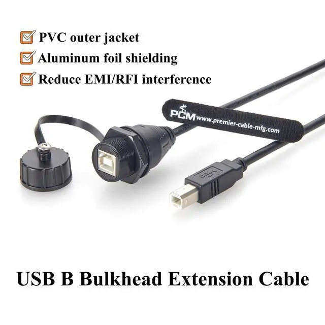Alt view image 5 of 7 - IP67 Waterproof USB 2.0 Type-B Male to Female Panel Mount Cable 480Mbps USB B Bulkhead Feedthrough Extension Cable for PLC, Printer, CNC Machine, Control Cabinet, Test Equipment(0.3m/0.98FT)
