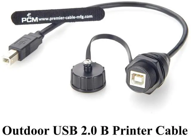 Alt view image 7 of 7 - IP67 Waterproof USB 2.0 Type-B Male to Female Panel Mount Cable 480Mbps USB B Bulkhead Feedthrough Extension Cable for PLC, Printer, CNC Machine, Control Cabinet, Test Equipment(0.3m/0.98FT)