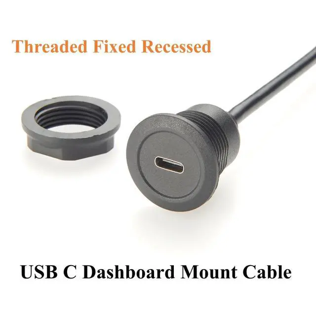 Alt view image 4 of 6 - USB 3.1 Type C Male to Female Extension Cable Flush Panel Mount 10Gbps USB 3.1 Gen2 C Data Transfer & Charging Cable Video Audio Cord for Car, Boat, Dashboard, PC (0.3m)